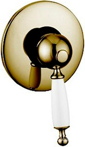 Смеситель для душа, встаиваемый в стену, (цв. бронза, ручка цв. белый),  ZZ Gaia Canterbury RB 6330 BR