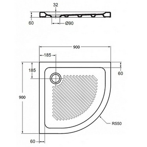 Поддон 90х90 см, квадратный , керамический, БЕЗ сифона ZZ Ideal Standard Connect T266901