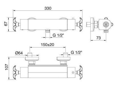 Смеситель-термостат для душа, (цв. золото),  ZZ 3M Nuova retro 4888 DD