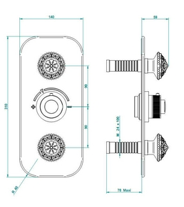Смеситель термостат д/д,с перекл. встр.в стену, БЕЗ внутр.части арт.G00-A00-5400A, (цв. золото (Dore))  ZZ THG Elysee G11-F01-5400B