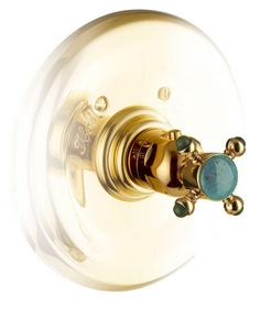 Смеситель для душа с термостатом (внешняя часть) для скрытого монтажа, (цв.гальван.золото, Rubino Tagliato Cut Rubin) Le Pietre ZZ Nicolazzi Extra Lusso 4914 GB 09