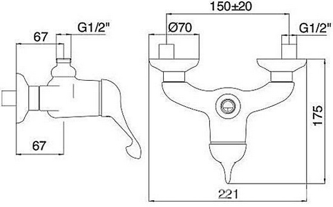 Смеситель для душа (цв. золото), Picaadilly ZZ 3M Piccadilly 2156 DD