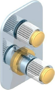 Смеситель-термостат для душа, встр. в стену, с регул. напора (внешняя часть БЕЗ внутр. арт. 5300А), (цв. золото (Dore))  ZZ THG Jaipur Satin cristal A9B-F01-5300B