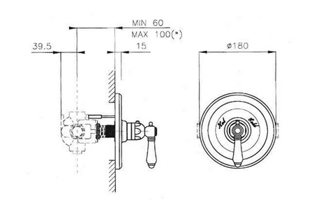 Смеситель для душа с термостатом (внешняя часть) для скрытого монтажа, (цв.гальван.золото/ручка ), Nicolazzi ZZ Nicolazzi El Capitan 4914 GB 69