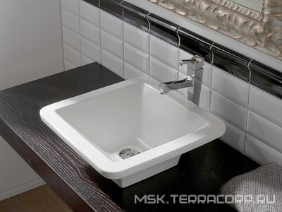 Раковина накладная на столешницу, квадратная, 40х40хh14,5см, без отв.д/смесителя,  ZZ Scarabeo Butterfly 4001