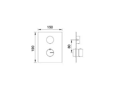 Смеситель-термостат для душа, встраиваемый в стену, на 1 потребителя, (цв. тертая сталь),  ZZ 3M 5mm RWIT 2587 IS 35