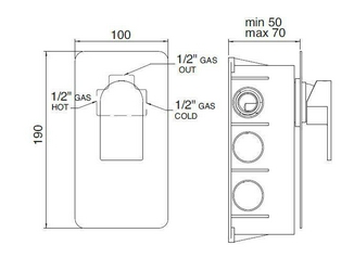 Смеситель для душа, встраиваемый в стену, (цв. чёрный/хром),  ZZ 3M Ran 2208 NC