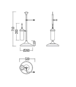 Гарнитур для туалета, напольный, свободностоящий (ёрш и держатель для т/б), (хром)  ZZ Devon & Devon Single SL12CR