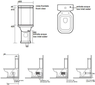 Бачок унитаза "Моноблок", подвод воды сзади, снизу справа, без механизма смыва арт.7509 хх,  ZZ Kerasan Waldorf 418101