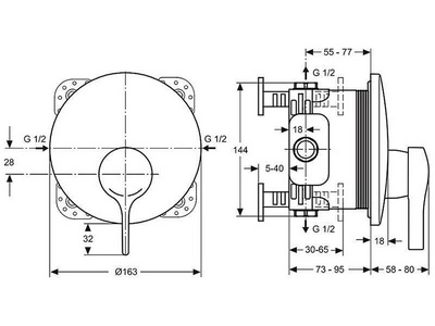 Смеситель для душа, встраиваемый в стену, БЕЗ встраиваемой части арт.A1000NU, (цв.хром), Melagne ZZ Ideal Standard Melange A4719AA