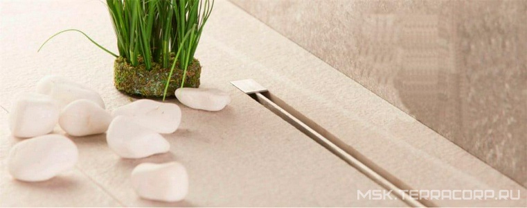 Дренажный канал 300хh82/120мм,готовый компл,сифон d50 выход вбок 48л/мин,ножки, ультратонкая дизайн-вставка (цв.мат.хром), Confluo Slim L ZZ Pestan Confluo Slim Line 13100030