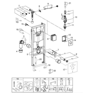 Инсталляция для подвесного унитаза, Rapid SL 3 в 1 в сборе + кнопка Skate Air KL Grohe Grohedal 38721001