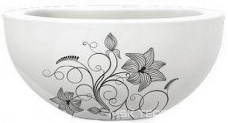 Раковина  Art Flora 480*480*225, с декором, черно/белая XX