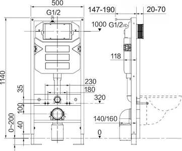 Инсталляция для унитаза Ceramicanova Envision с кнопкой Round, крепеж в комп., цвет черный ZZ Ceramica Nova Cubic CN1001B