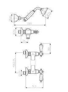 Смеситель для душа, лейка, шланг в компл., (цв. бронза),  ZZ Fima Carlo Frattini Herend F5405BR