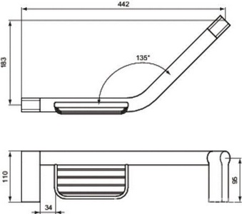 Поручень настенный для ванны, с мыльницей-решёткой, 450мм, (цв. хром),  ZZ Ideal Standard Connect A9160AA