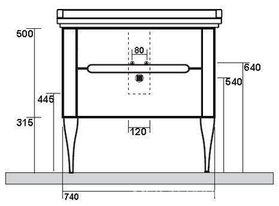 Тумба подвес., для устан. под раковину 80см. арт.4140 хх, 1 выдв.ящик, 1откидн.дверь, без ножек, крепёж в компл., (цв.белый мат.),  ZZ Kerasan Waldorf 919330