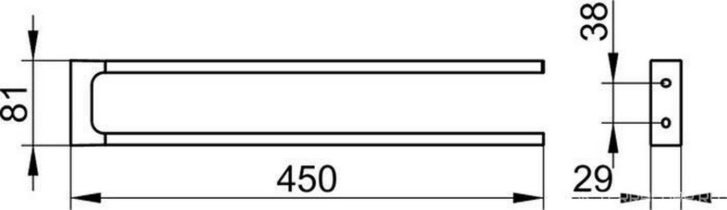 Полотенцедержатель двойной (торцевой) 450мм, (цв.хром),  Keuco Edition 11 11118 010000