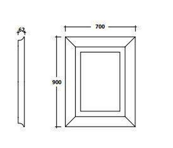 Зеркало 70хh90см, (не реверсивное), со встроенной подсветкой, (рамка дерево цв.  лак),  ZZ Galassia Ethos 8483NE