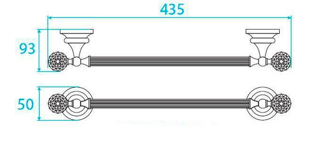 Полотенцедержатель 40см, (цв.бронза, Swarovski),  ZZ Cezares Olimp OLIMP-TH05-02-Sw