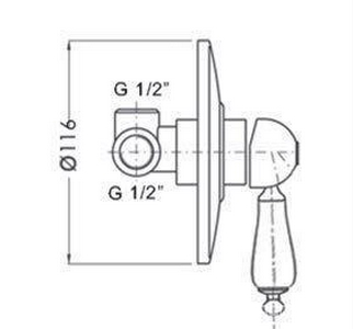 Смеситель для душа, встраиваемый в стену, (цв. бронза),  ZZ Gaia Phoenix RN 3330 BR
