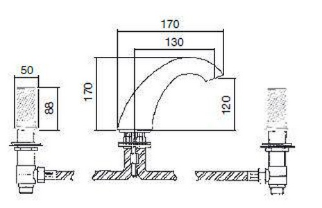 Смеситель для раковины на 3 отв., без д/к, (цв. бронза, ручки муранское стекло ручной работы),  ZZ Oasis Fortuny 000RBFNBRW