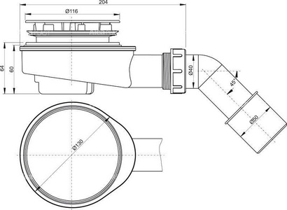 Сифон для душевого поддона d-90 мм (AG210272100 / A491CR) , хром AlcaPlast Универсал A491CR
