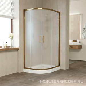 Душевое ограждение  80x120x1900 мм, полукруглое, ассиметричное, профиль бронза, стекло сатин, БЕЗ поддона ZZ Vegas Glass ZS-F ZS-F 80*120 05 10