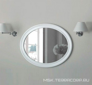 Зеркало 900х620мм, овальное, в раме, верт./гориз. монтаж (цв. белый глянец),  KL Simas Lante LAS1 bianco