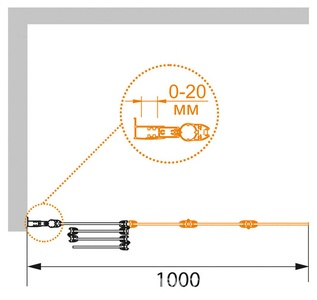 Штора на ванну, 4-х секционная, складная, 1000хh1400мм, "Левая", (стекло текстур. Punto 5мм, фурнит. цв.хром),  ZZ Cezares Pratico PRATICO-V-4-100/140-P-Cr-L