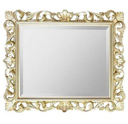 Зеркало прямоуг. в дерев. резной раме 94х74см (верт./гориз. монтаж), (цв. золото), крепёж в компл., Bristol ZZ
