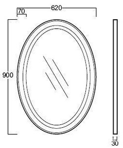 Зеркало 900х620мм, овальное, в раме, верт./гориз. монтаж (цв.  глянец),  ZZ Simas Lante LAS1 nero
