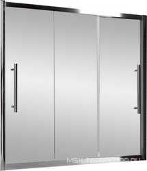 Штора на ванну сдвижн.(вправо/влево) 3-х секц., 180(178-182)хh145см,(вход 99см), устан. в нишу, (проф.цв.хром, стекло 6/8мм прозрачое), Trio XX