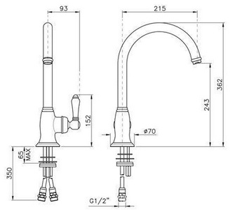 Смеситель для кухни, однорычажный с поворотным изливом, (цв.матов. хром, ручка El Capitain), Nicolazzi ZZ Nicolazzi Cucina 3456 CB 75C