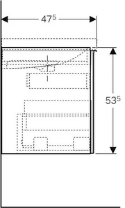 Тумба подвес 89хh53.5х47.6см,д/рак 90см арт500.642.01.2,500.623.01,нажим.выдв.ящик(фасад песчаное стекло,корпус песчаный мат-лакиров.),крепл.в компл,A Geberit Acanto 500.612.JL.2