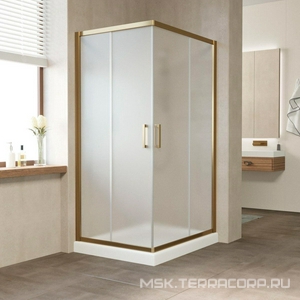 Душевое ограждение , 1100*1000*1900 мм,  профиль бронза, стекло сатин, БЕЗ поддона ZZ Vegas Glass ZA-F ZA-F 0110*100 05 10