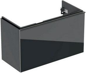 Тумба подвесная 89хh53.5х41,6см, д/рак 90см арт.500.633.01.2,нажим.выдвижн.ящик,(фасад черное стекло, корпус черный мат-лакиров.),крепл.в компл,Acanto