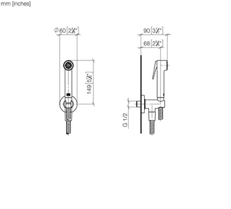 Гигиеническая лейка, шланг 1250мм, держатель с шлаговым подсоединением, (цв. хром), Dorn Bracht ZZ Dorn Bracht Универсал 27 701 970-00