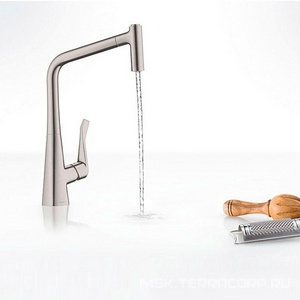 Смеситель для кухни, 320, с вытяжным душем, 2jet, (цв.нерж.сталь),  M71 ZZ Hansgrohe Metris 14820800