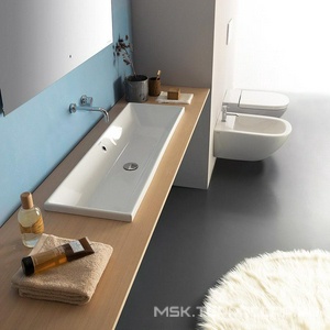 Раковина встраиваемая в столешницу сверху, прямоугольная 1050х340хh30(170)мм, без отв.д/смесит., с переливом,  ZZ Globo Stockholm FO105.BI