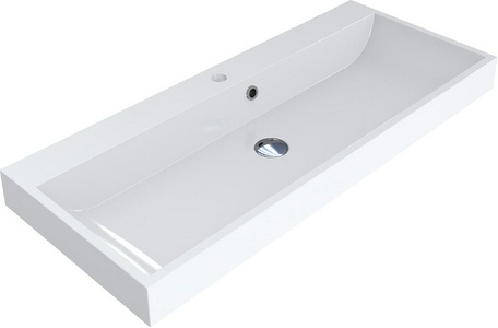 Раковина встраиваемая в столешницу сверху, прямоугольная 1050х340хh30(170)мм, без отв.д/смесит., с переливом,  ZZ Globo Stockholm FO105.BI