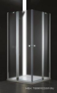 Душевой уголок 1200х1200хh1950мм, квадрантый, 2 распашн. двери с 2-мя неподв.сегментами, (стекло текстурное Punto 6мм, фурнит.цв.хром),  ZZ Cezares Elena ELENA-A-22-120-P-Cr