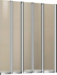 Штора на ванну, 5-ти секционная, складная, 1200хh1400мм, крепление справа, (стекло текстур. Punto 5мм, фурнит. цв.хром), Pratico ZZ