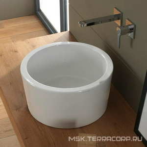 Раковина накладная на столешницу, круглая, 42х42хh22см, без отв.д/смесителя,   ZZ Scarabeo Bucket 8807