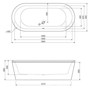 Ванна 180х80хh40(55,5)см,отдельност,(возможна встройка),(БЕЗ панели METAURO-Central-180-SCR и каркаса METAURO-Central-MF,без станд.слива-пер.ZZ Cezares Metauro METAURO-Central-180-80-40-W37