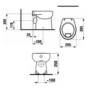 Унитаз напольный, пристенный, 29,5х38,5хh35см, монтаж со скрытым в стене бачком, (без сидения), крепёж в компл., Flora Kids ZZ Laufen Flora kids 8.2203.6.000.027.1