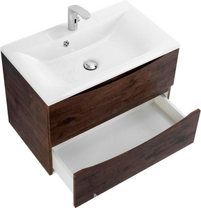 База под раковину подвесная с двумя выкатными ящиками, 650х450х500мм, (цв.Rovere Moro),  ZZ BelBagno Marino MARINO-650-2C-SO-RW-P
