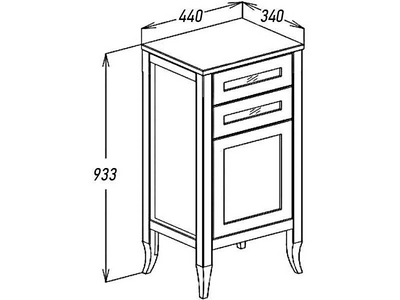Комод  44 напольный 440x340x933 мм, левый, цвет светлый орех ZZ Opadiris Мираж 00-00000045