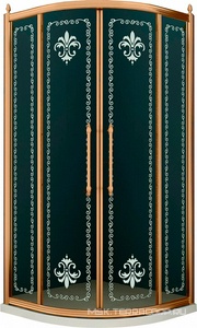 Душевой уголок 1000х1000хh1950мм, 1/4 круга, R550мм, две раздвижные  двери, (стекло прозрачное с мат.узором, 8мм, фурнит. цв.бронза),  ZZ Cezares Retro RETRO-A-R-2-100-SCORREVOLE-CP-Br