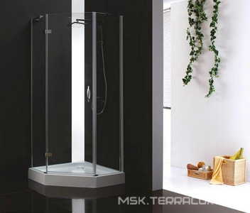 Душ.уголок 900х900хh2000мм, 5-ти угольн.,расп.дверь петли СЛЕВА,с 2-мя неподв.сегм,вход 585мм,(ст.прозр.Idrorepellente 6мм, фурн.цв.хром), ZZ Cezares Bergamo BERGAMO-W-P-1-90-C-Cr-L-IV